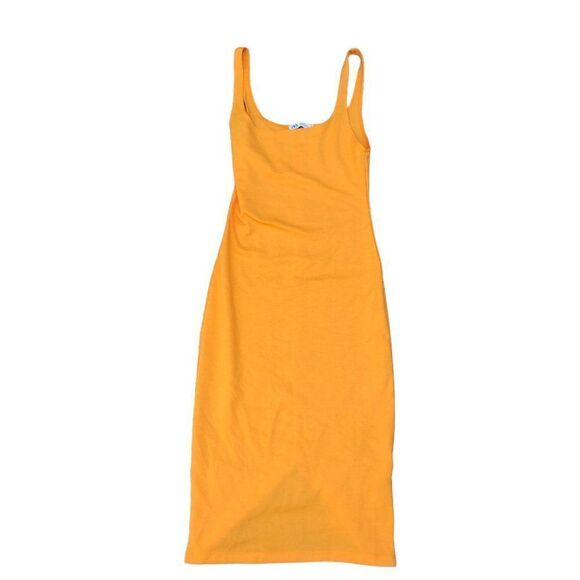 32. Zara Midi Dress With Straps Small Orange - Picture 7 of 8